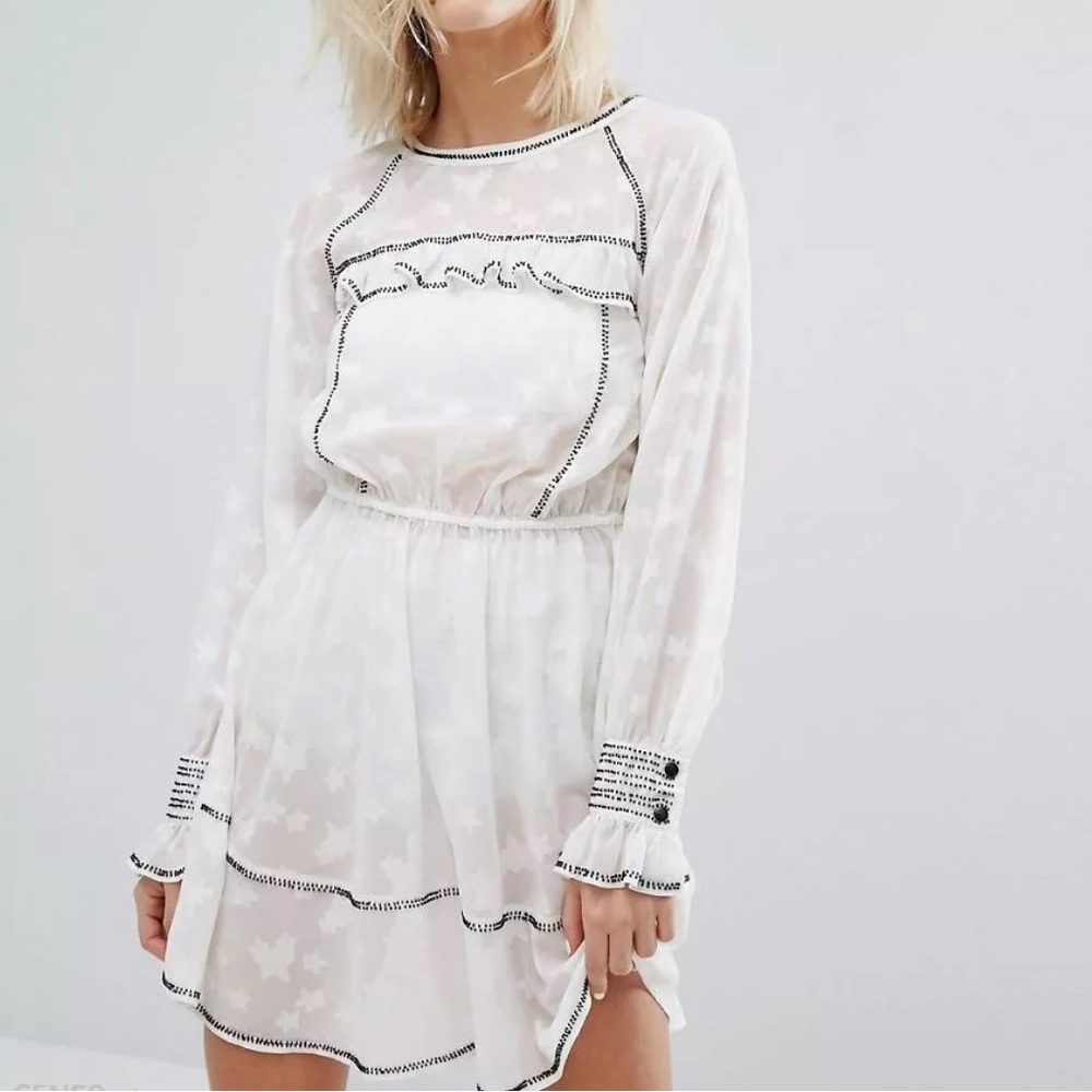 Star Jacquard Dress with Beaded Hem